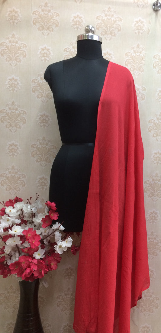 Vibrant Solid Red Cotton Dupatta