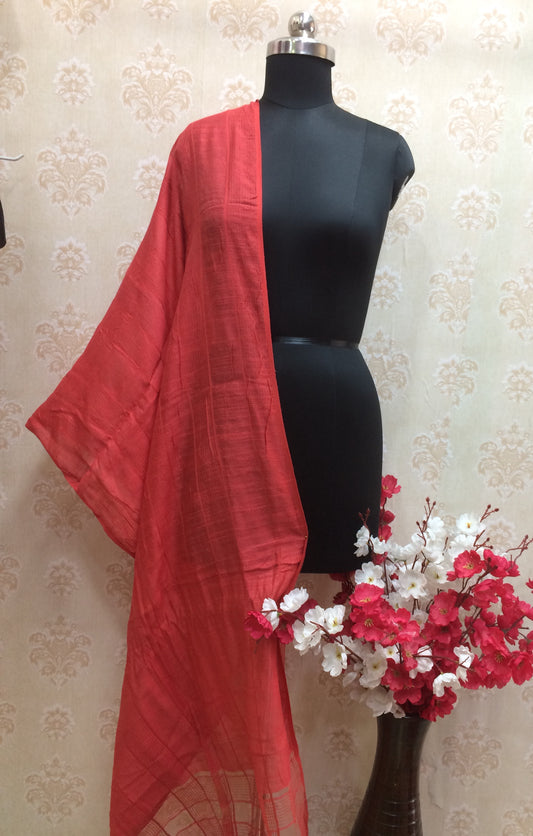 Red cotton dupatta plain