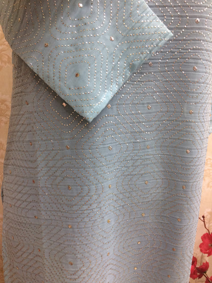 Elegant Sky Blue Chiffon/Georgette Kurti with Sequin Work