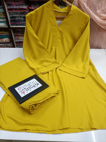 Cotton Co-ord Set - V-Neck Tunic & Wide-Leg Trousers