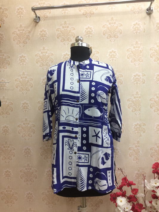 Blue & White Cotton Tunic