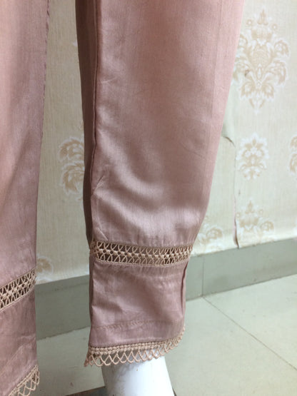 Elegant Nude Beige Embroidered Chiffon Salwar Kameez Suit with Heavy Neckline Work