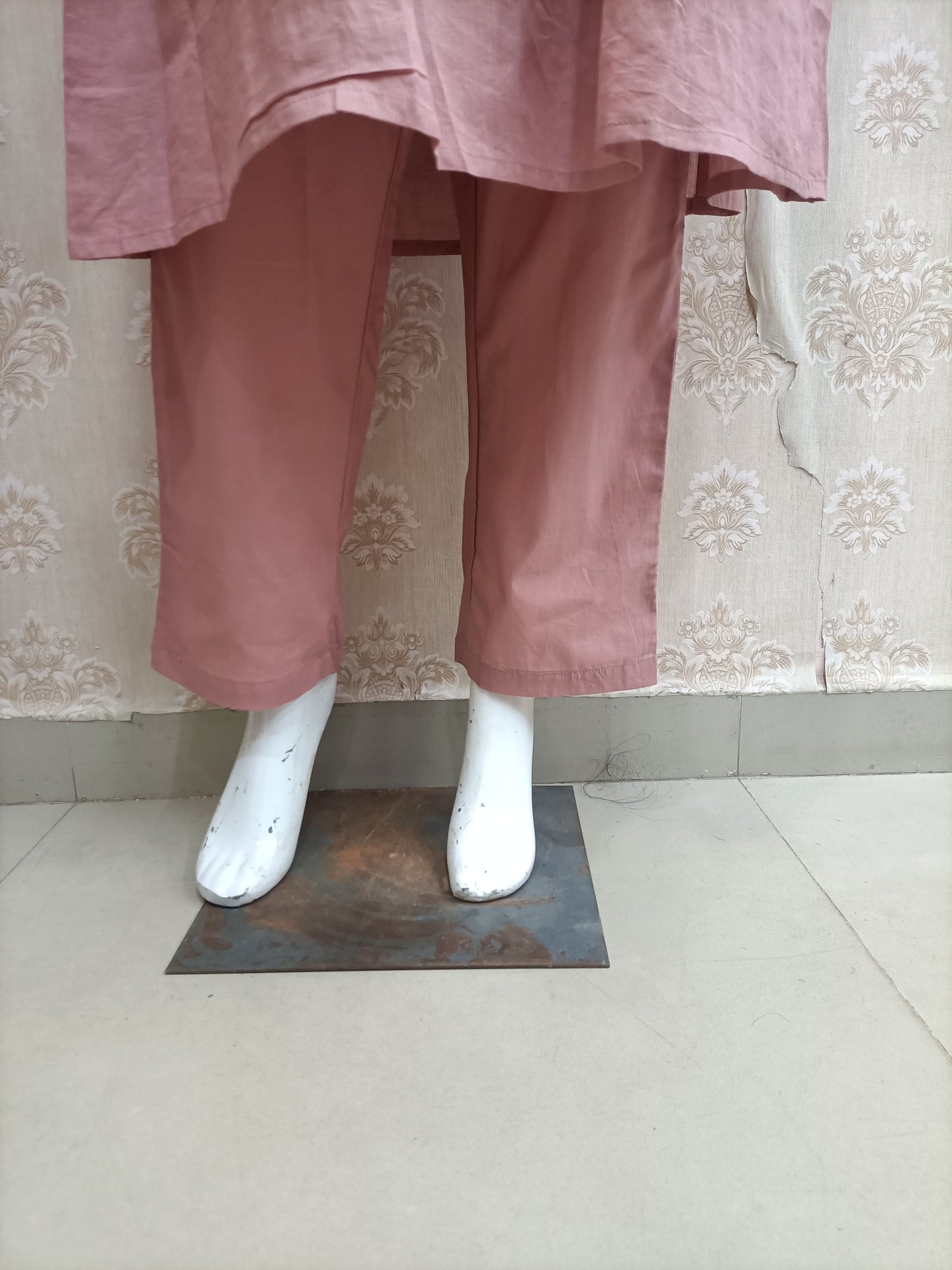 Mauve Embroidered Cotton Kurta Set with Dupatta