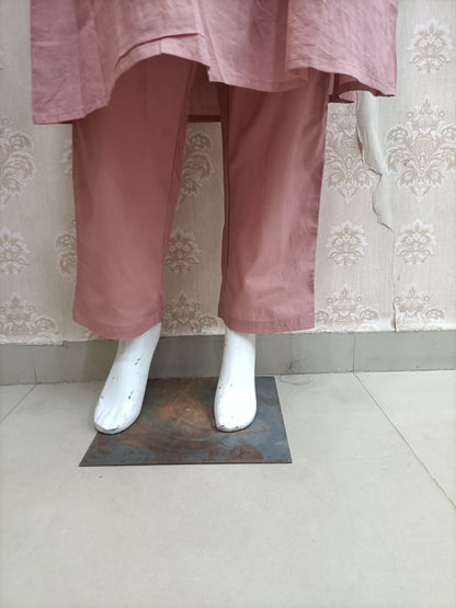 Mauve Embroidered Cotton Kurta Set with Dupatta