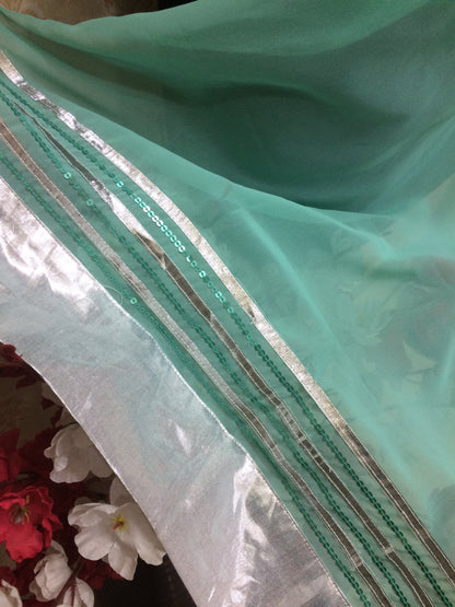 Solid Mint Green Chiffon Dupatta
