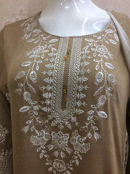 Luxury Beige Embroidered 3-Piece Suit
