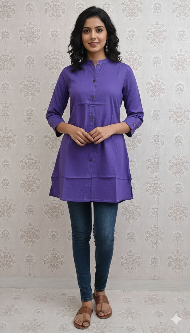 solid purple cotton kurti