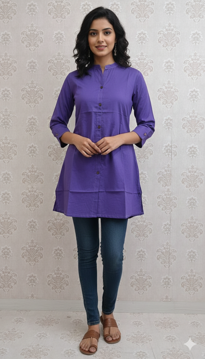 solid purple cotton kurti
