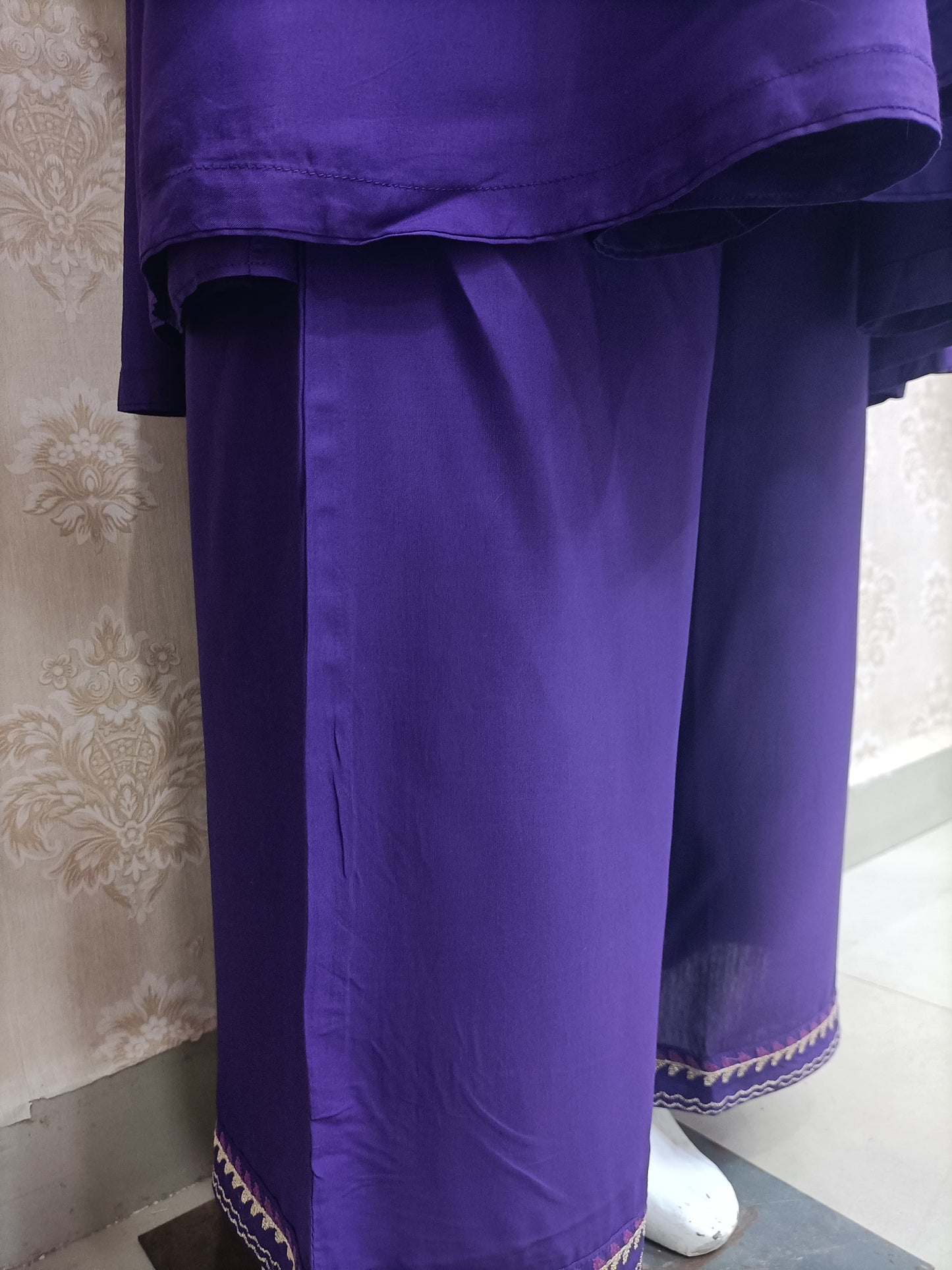 Aafiya Purple Anarkali Suit Set with Multicolor Dupatta