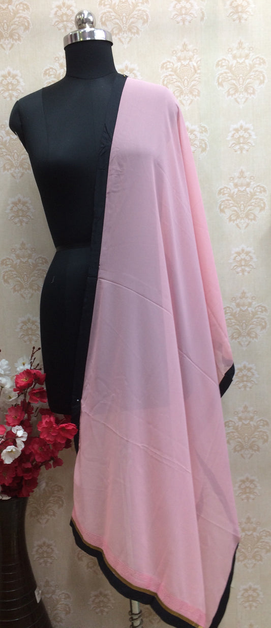 Chiffon pink dupatta with black border