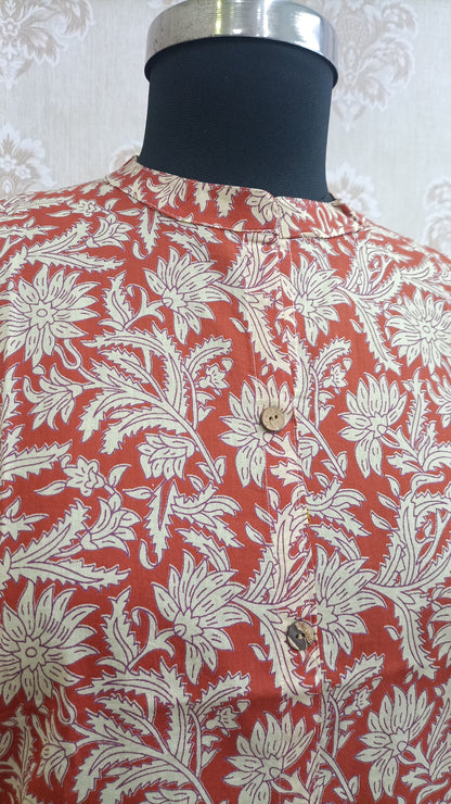 Red Ditsy Geometric Tunic Top