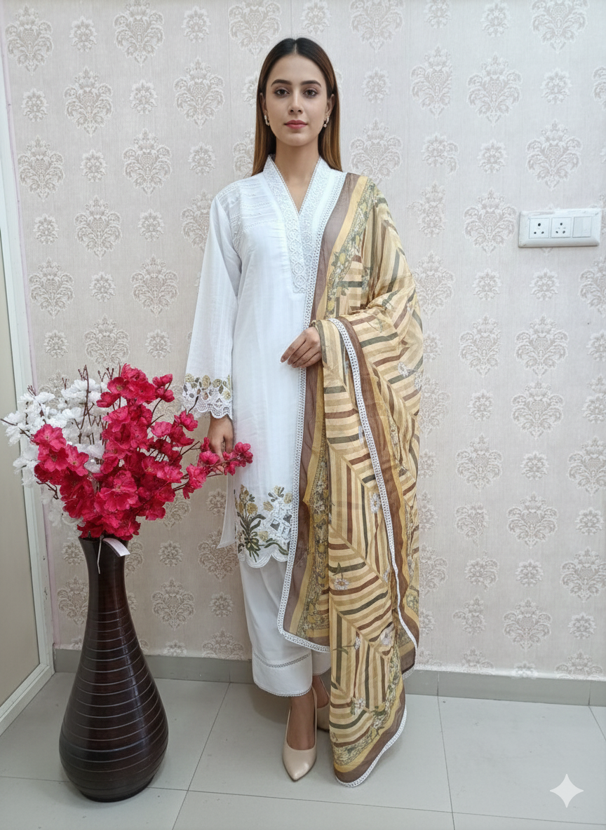 Farshi shalwar white dress