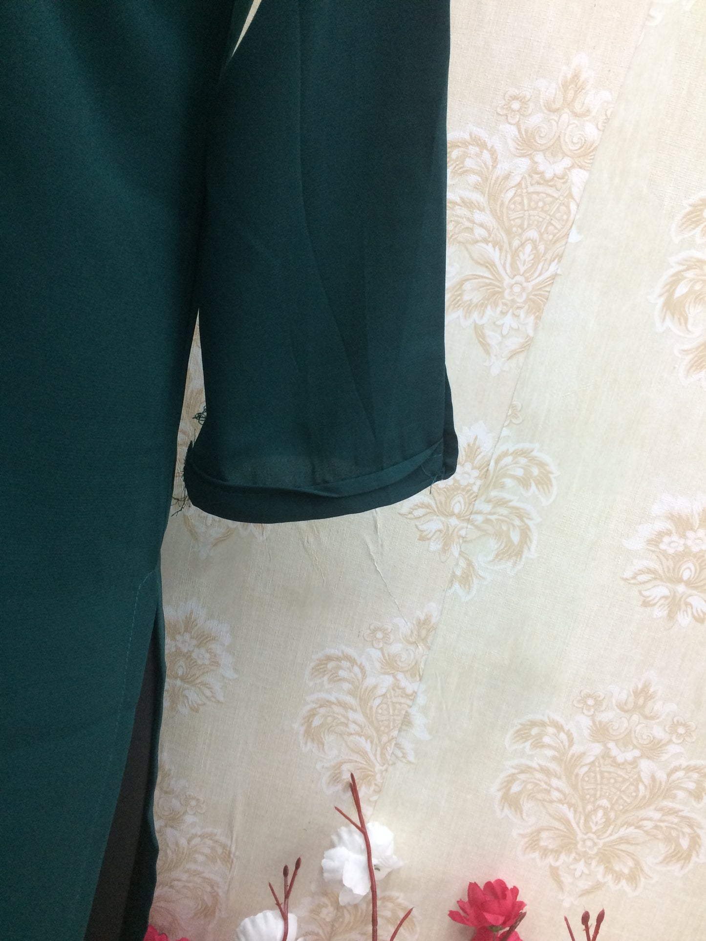 Deep Emerald Georgette Kurti with Embellished Placket