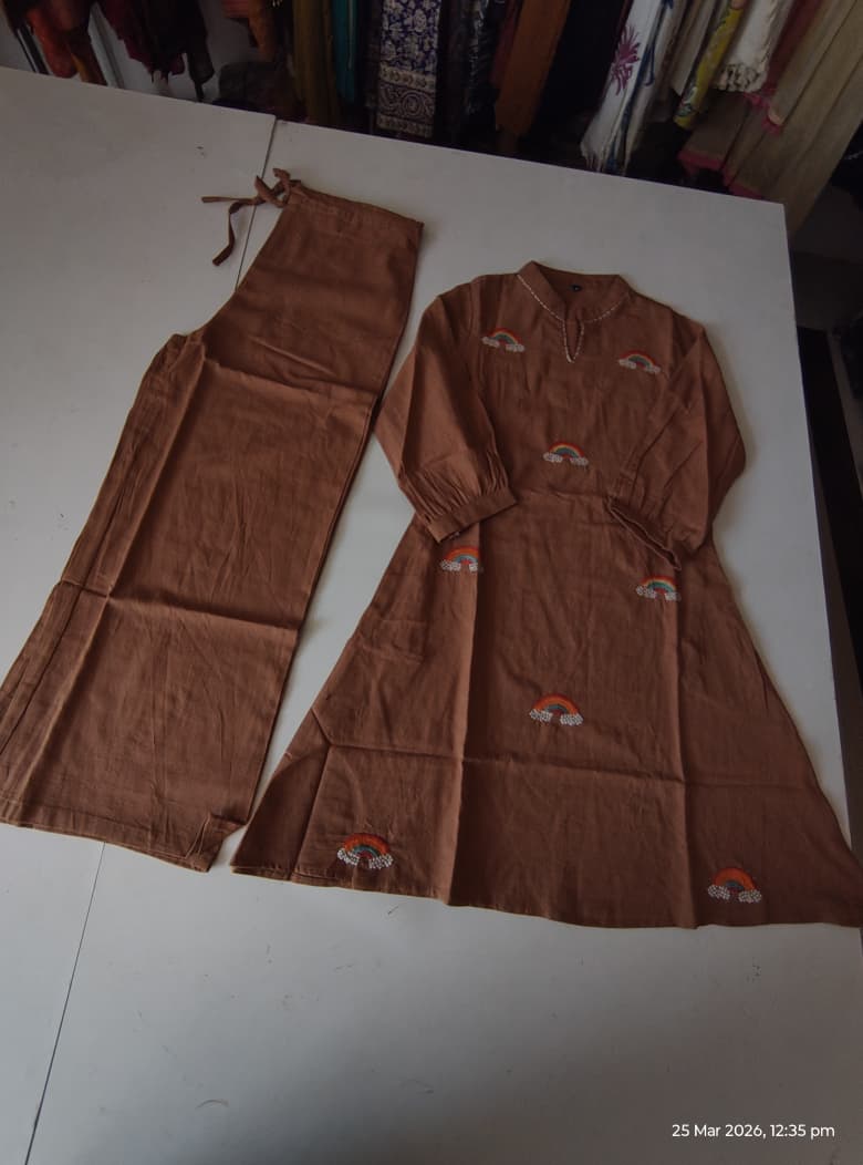 Farhana Brown Embroidered Co-Ord Set