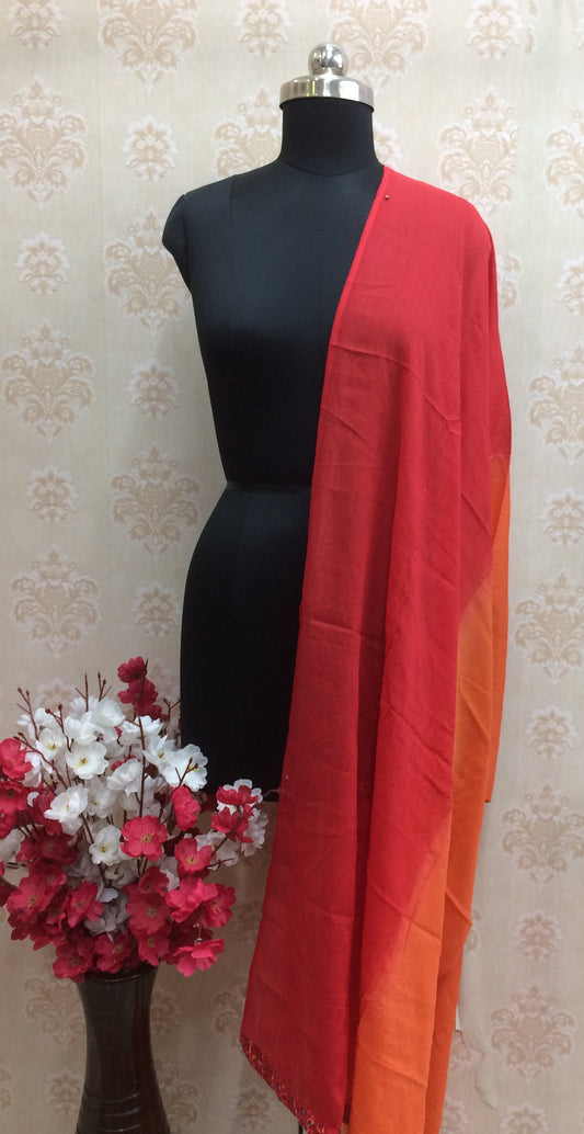 Red and orange double shade cotton dupatta