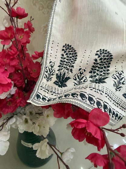 Ivory Hand-Block Printed Cotton Dupatta