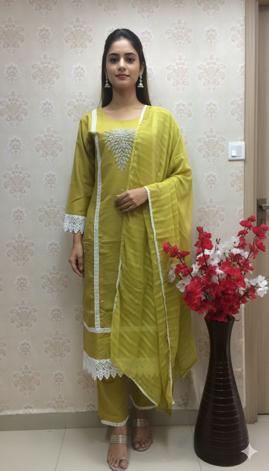 Mustard Yellow Moti Work