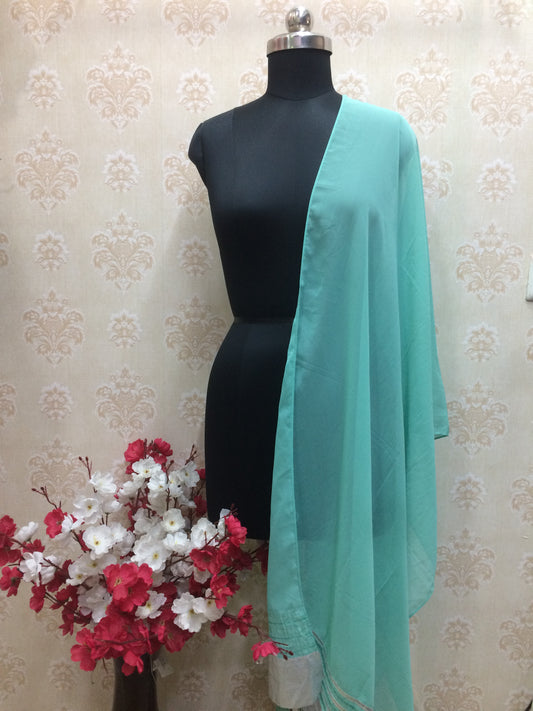 Solid Mint Green Chiffon Dupatta