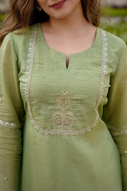 The Pistachio Dream: Lime Green Kurta & Patiala Suit