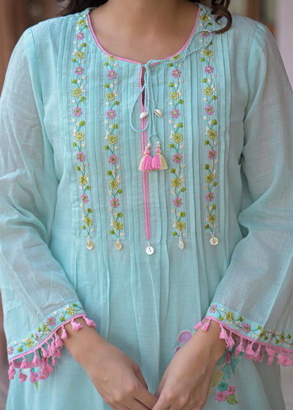 Laiba Powder Blue Embroidered cord set