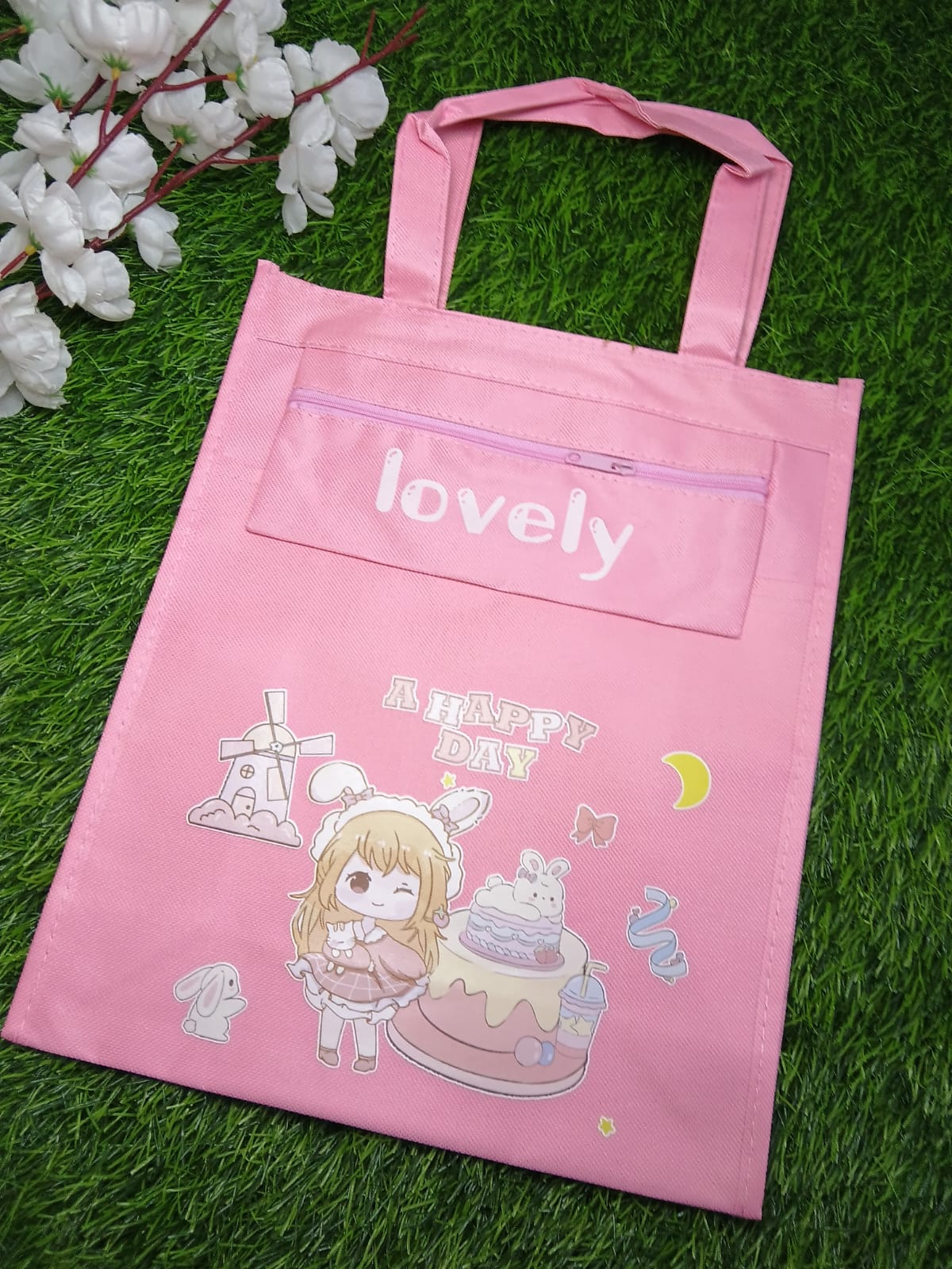 Kids' Multi-Purpose Canvas Tote Bags – Cute Character Library & Tuition Bags