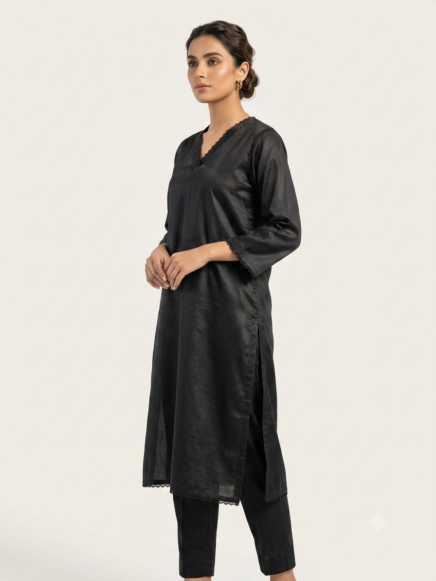Zeba black pakistani style kurta