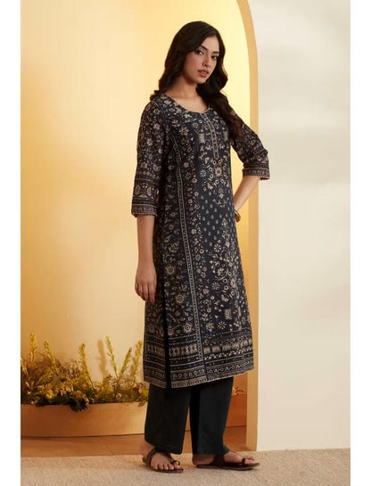 Biba Black Floral Kurta
