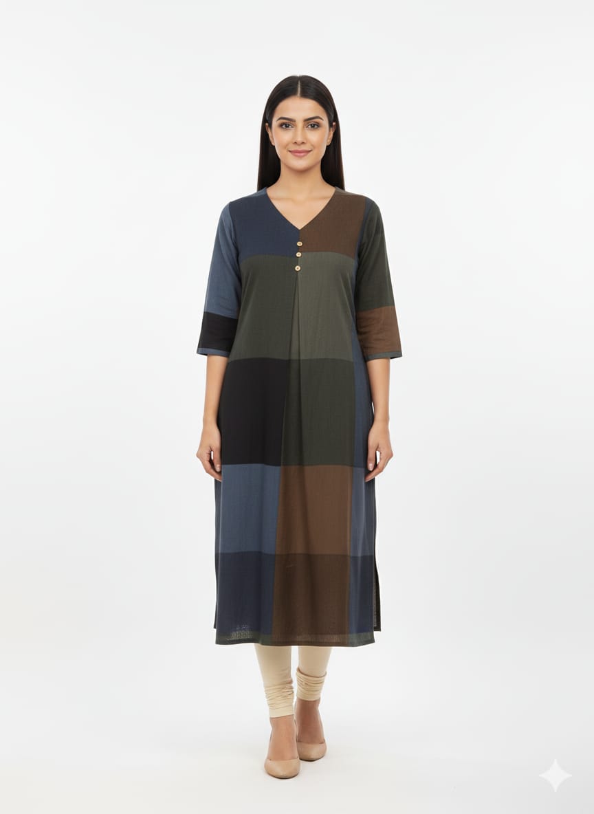Vibrant Color Block cotton  Kurta Tunic Top