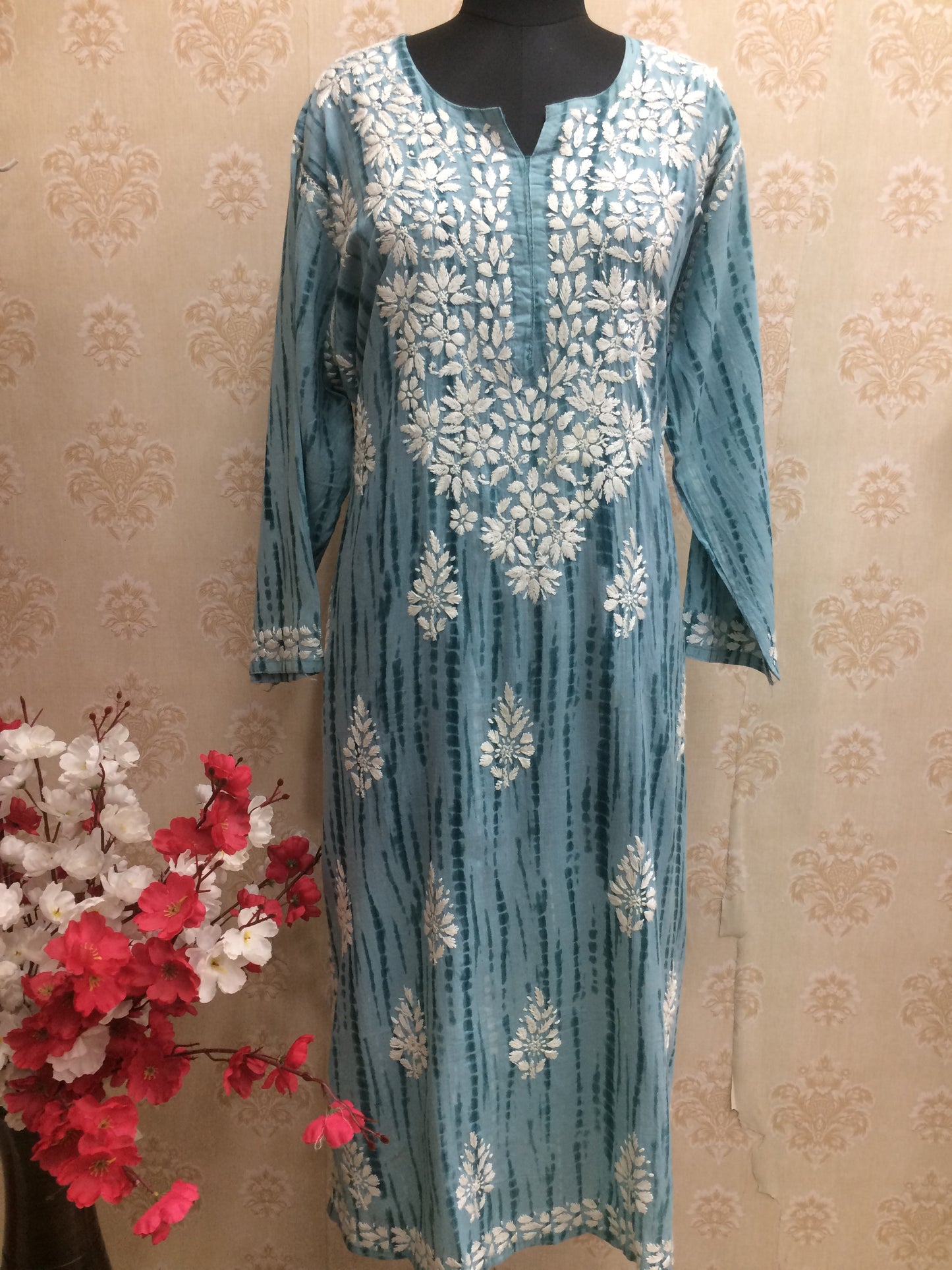 Tie dye lucknowi heavy cotton kurti