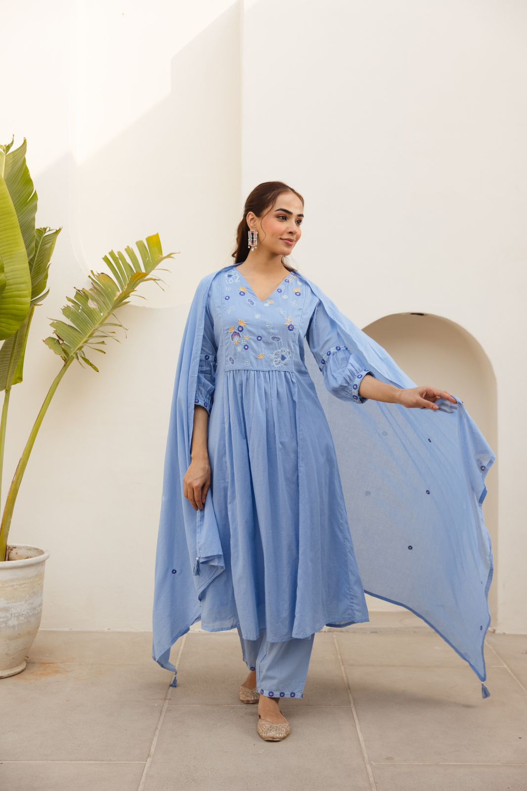 Shakera Sky Blue Anarkali Set