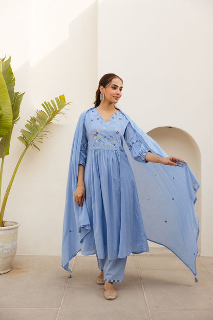 Shakera Sky Blue Anarkali Set