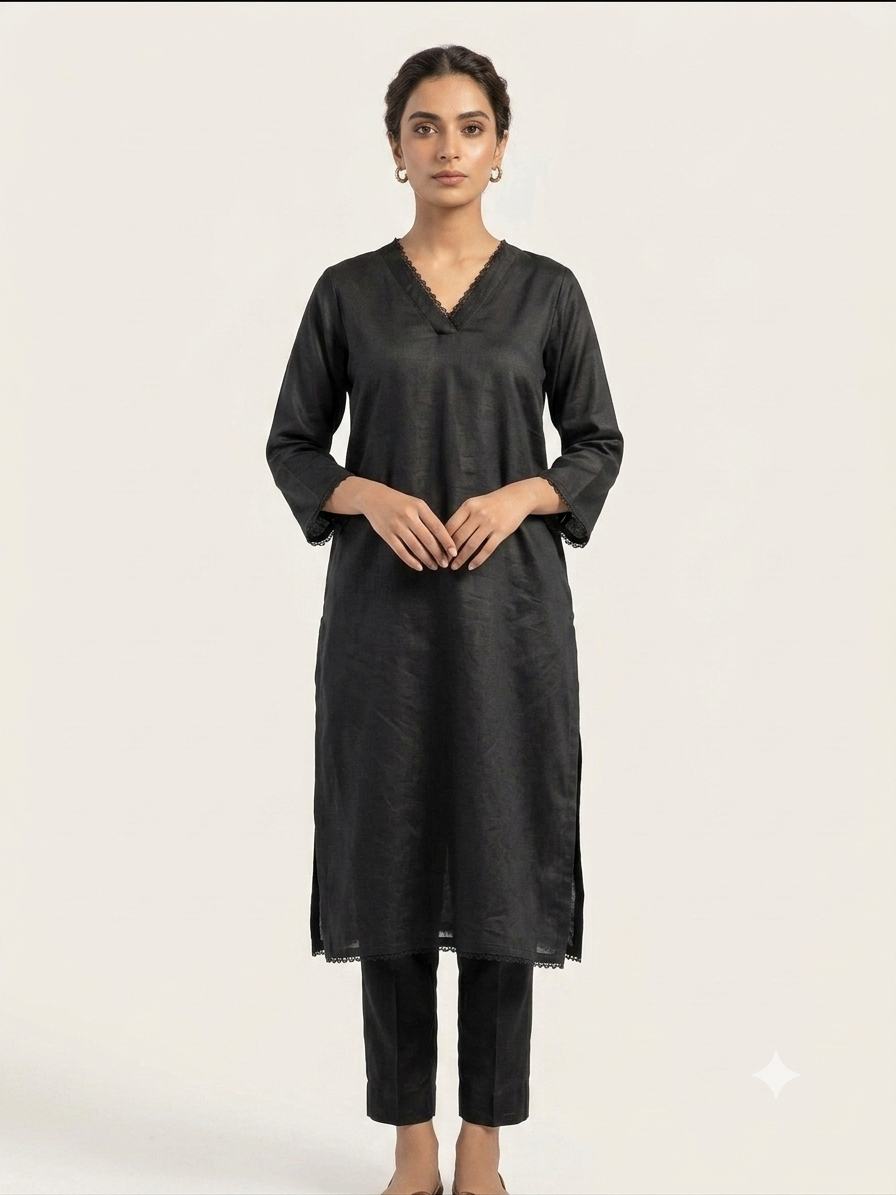 Zeba black pakistani style kurta