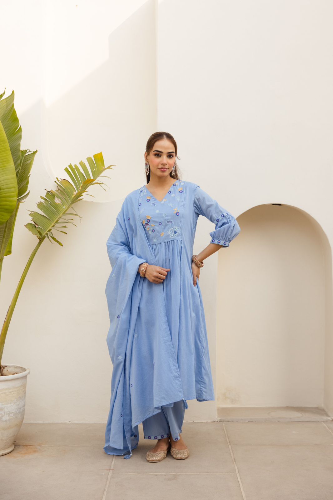 Shakera Sky Blue Anarkali Set