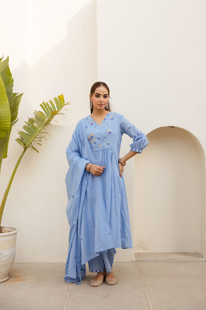 Shakera Sky Blue Anarkali Set