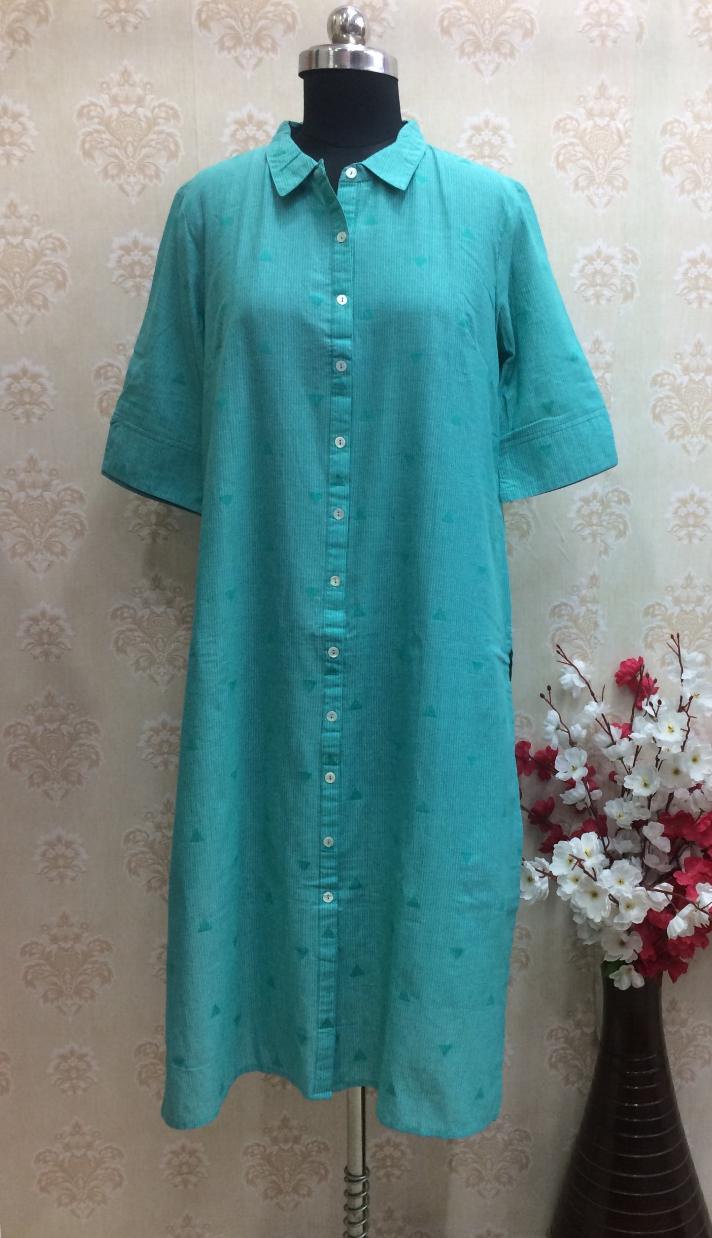 Aqua Teal Cotton Kurti.