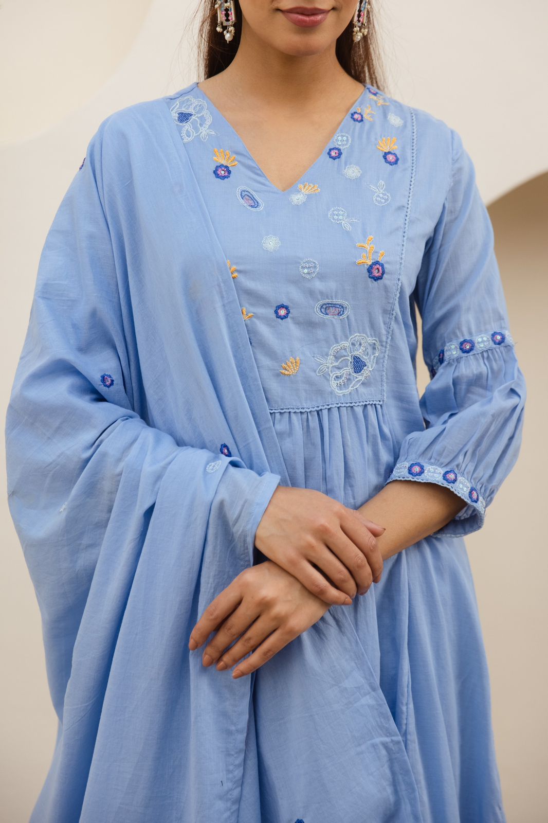 Shakera Sky Blue Anarkali Set