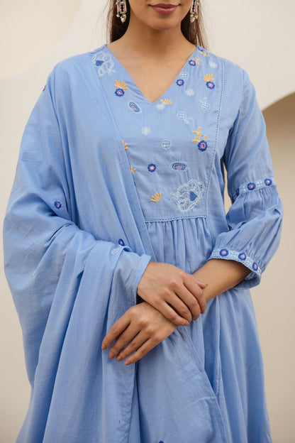 Shakera Sky Blue Anarkali Set