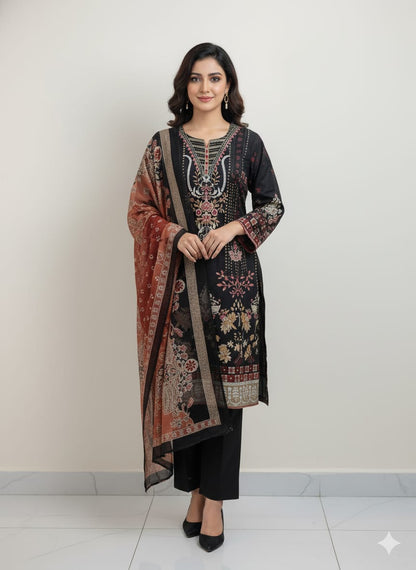 pakistani dress black and orange