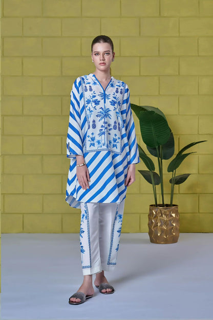 Inaya White And Blue Cord Set