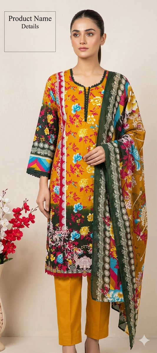 Maham Printed Pakistani Style Suit 3 Piece Cotton