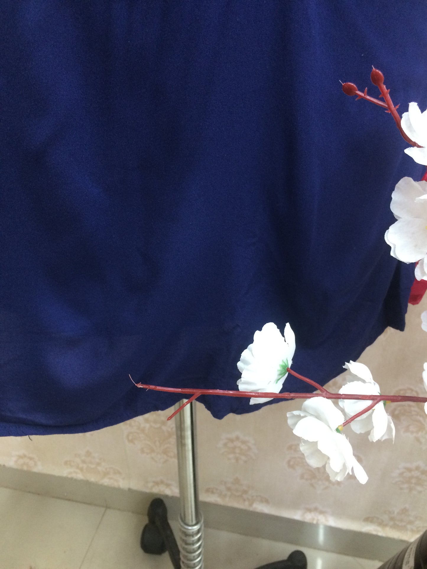 Classic Navy Blue Solid Rayon Kurti