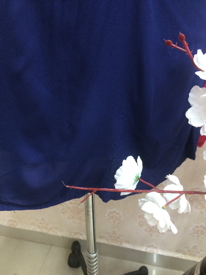 Classic Navy Blue Solid Rayon Kurti