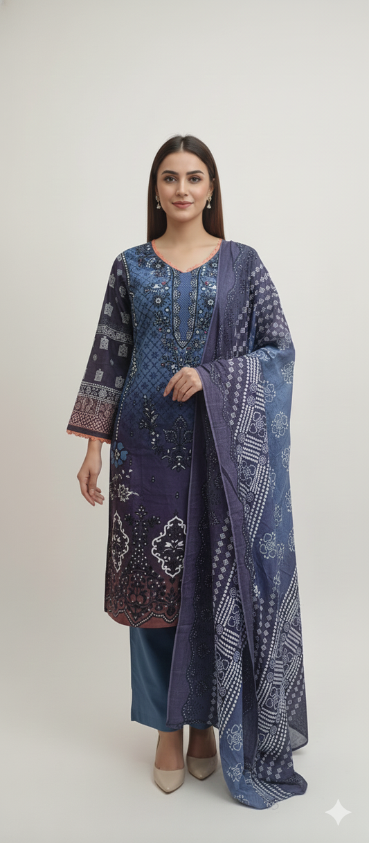 Pakistani dresses brown sky blue