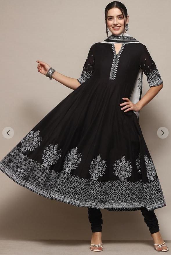 Nofiya Black Anarkali suit