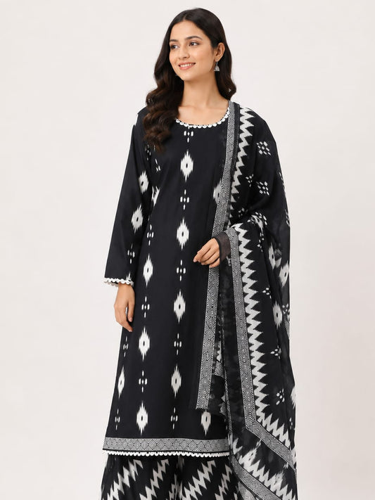 Banu Black and white 3-Piece Suit