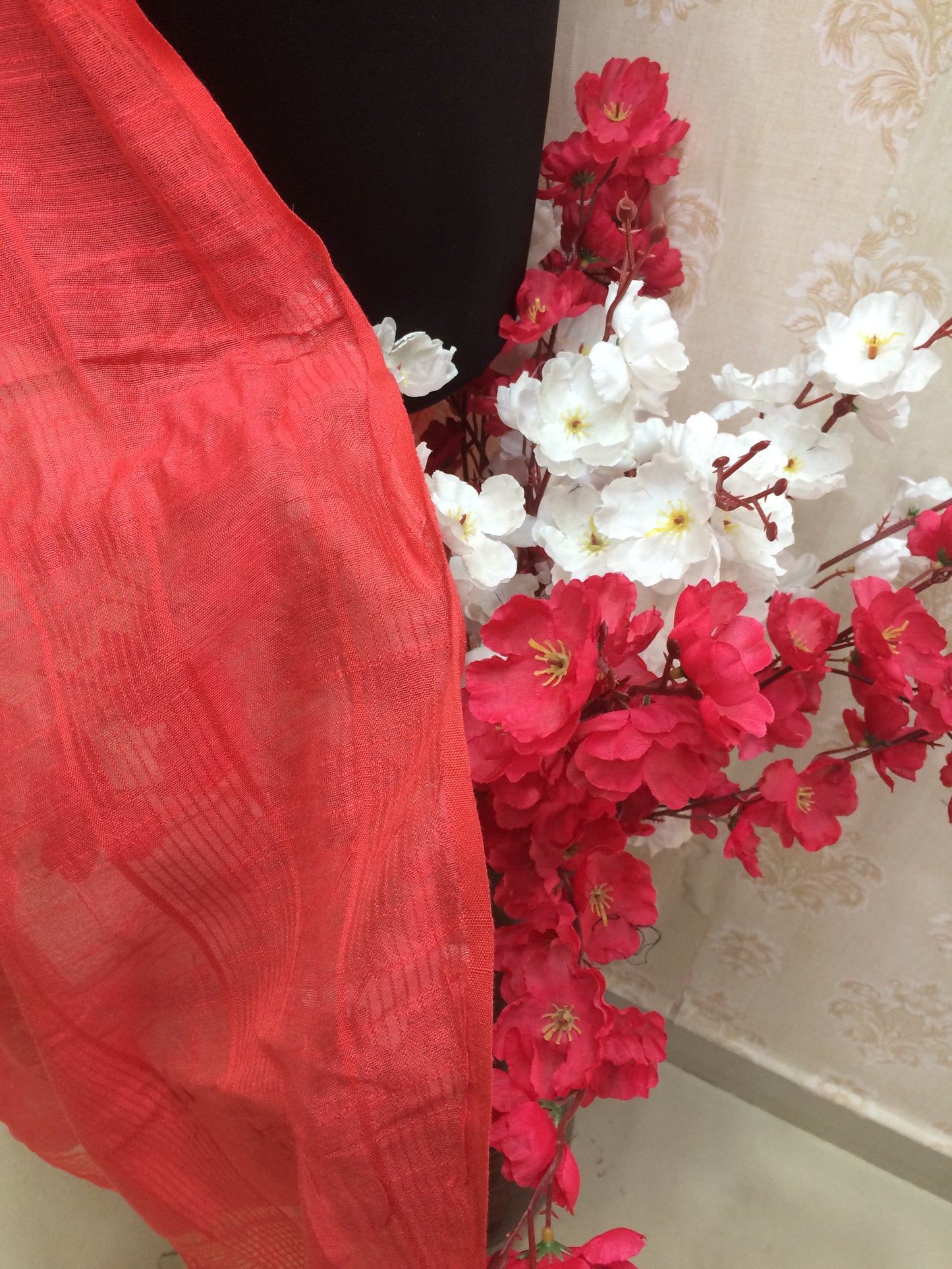 Red cotton dupatta plain