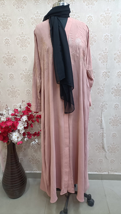 Dusty Rose Embroidered Occasion Abaya