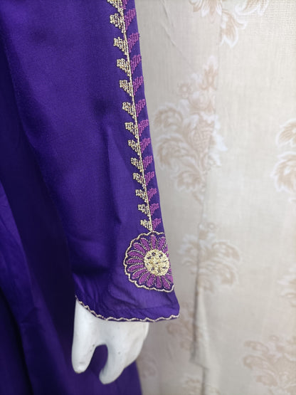 Aafiya Purple Anarkali Suit Set with Multicolor Dupatta