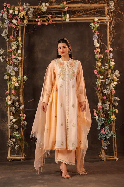 Peach Front-Slit Anarkali Set
