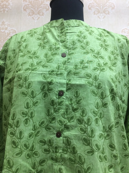 Lime Green Cotton Short Kurti